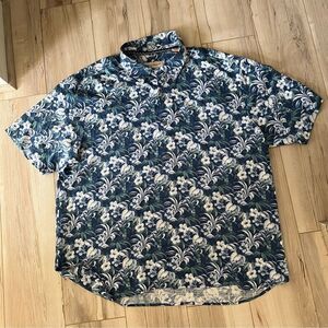 Tommy Bahama Silk Hawaiian hibiscus floral Wooden Buttons Origianl Fit Palm XXL